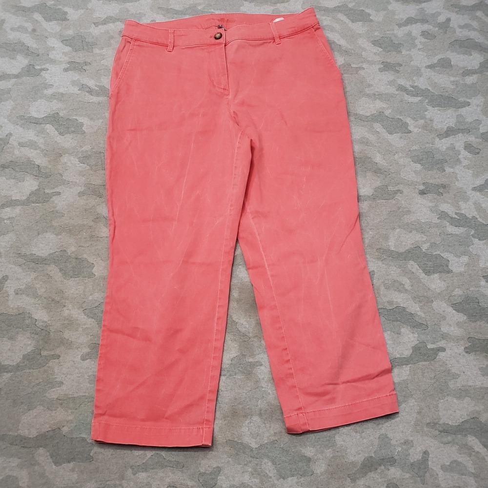 Tommy Bahama Pants Womens 12 Pink Crop Chino Stretch Preppy Minimalist